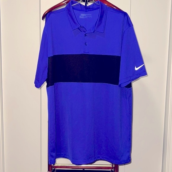 Nike Golf Dri-Fit Men’s Purplish Blue/Black Polo Shirt Standard Fit Size XL - Picture 2 of 3